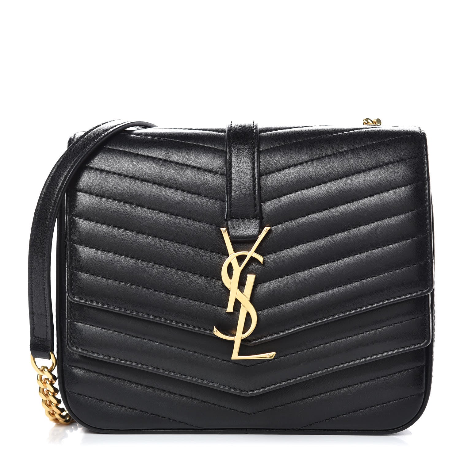 Saint Laurent Lambskin Matelasse Chevron Monogram Small Sulpice Bag Black 1 of 9
