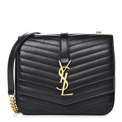 Saint Laurent Lambskin Matelasse Chevron Monogram Small Sulpice Bag Black 1 of 9