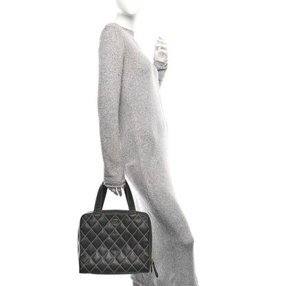 Chanel Calfskin Wild Stitch Vertical Top Handle Bag Black 3 of 11