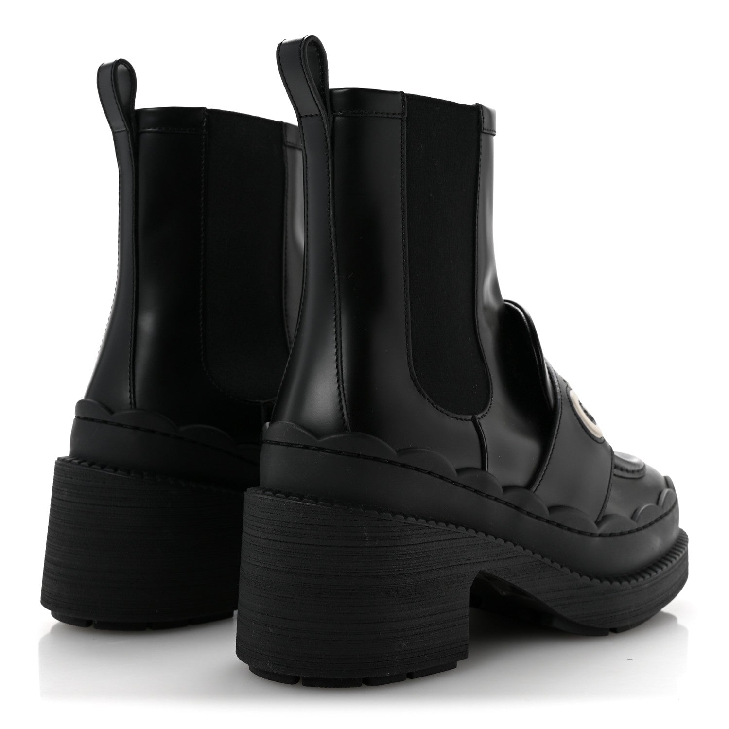 Gucci Calfskin Ornella Logo Ankle Boots 38 Black 1923358