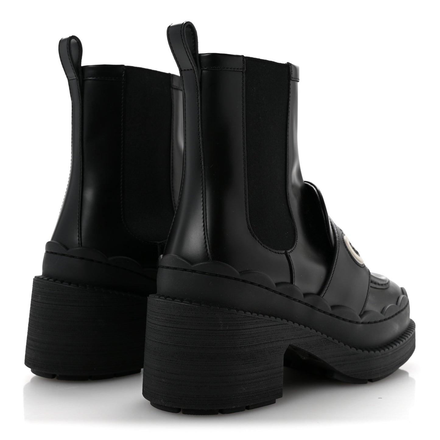 Calfskin Ornella Logo Ankle Boots 38 Black