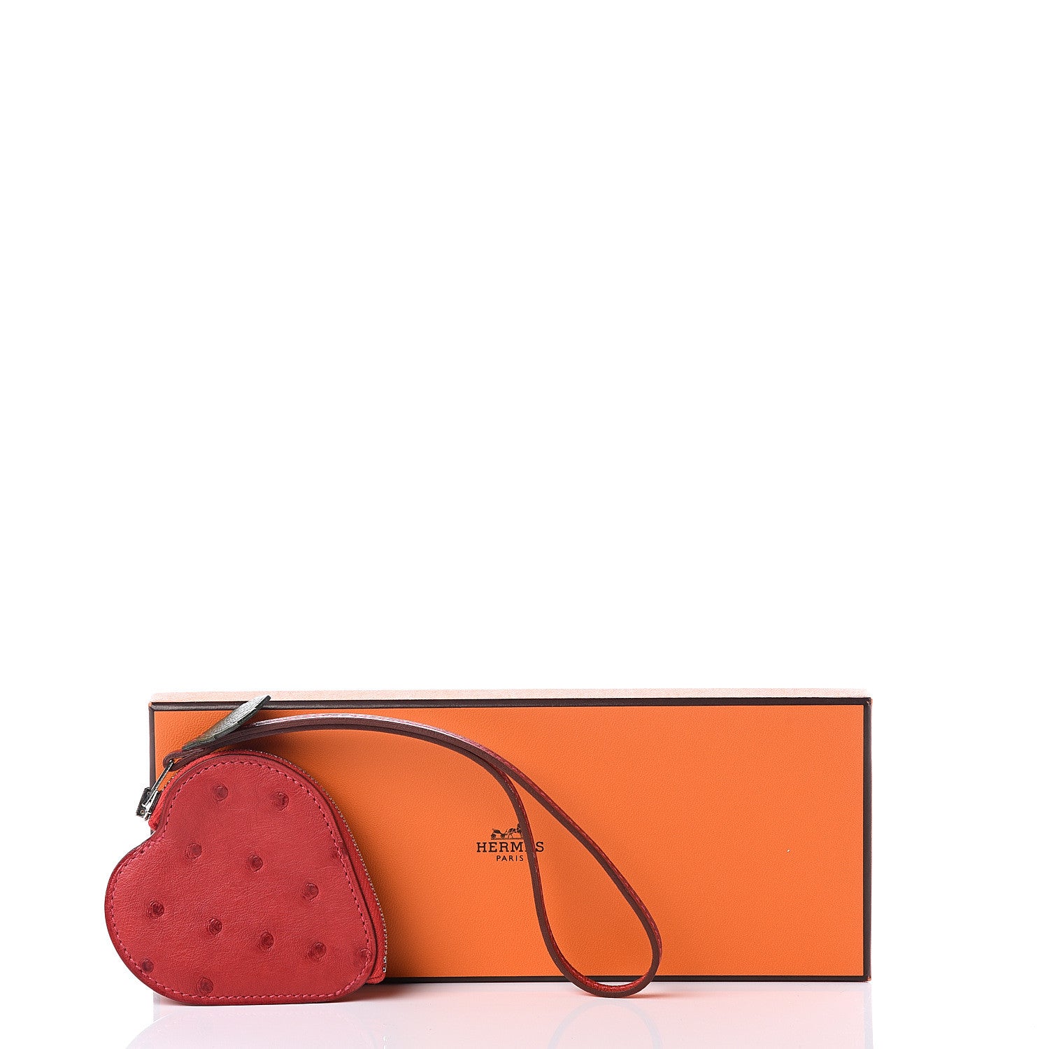 Hermes Ostrich Tutti Frutti Strawberry Coin Purse Charm Rouge Vif Canopee 7 of 7