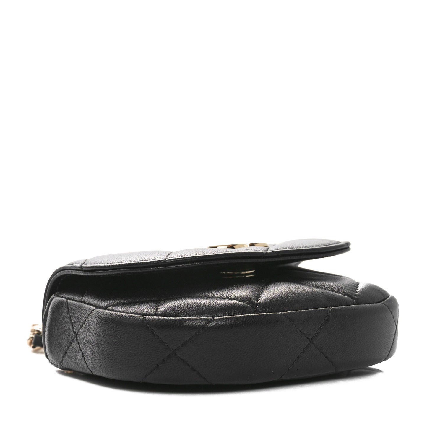 Lambskin Quilted Pearl Top Handle Clutch With Chain Black