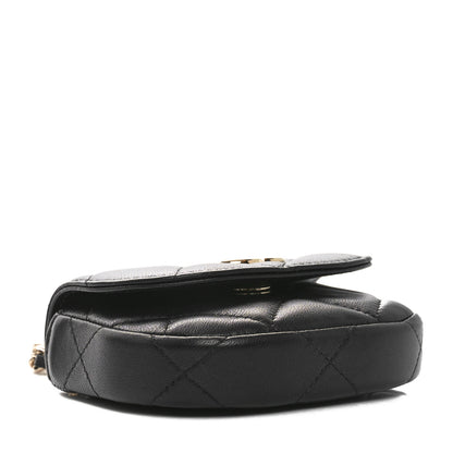 Chanel Lambskin Quilted Pearl Top Handle Clutch With Chain Black 4 of 13