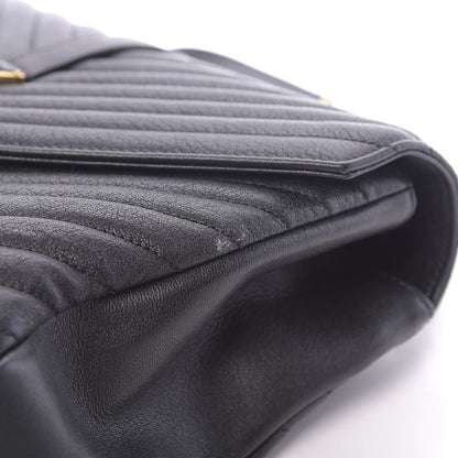 Saint Laurent Sheepskin Matelasse Chevron Monogram Large College Satchel Black 10 of 11