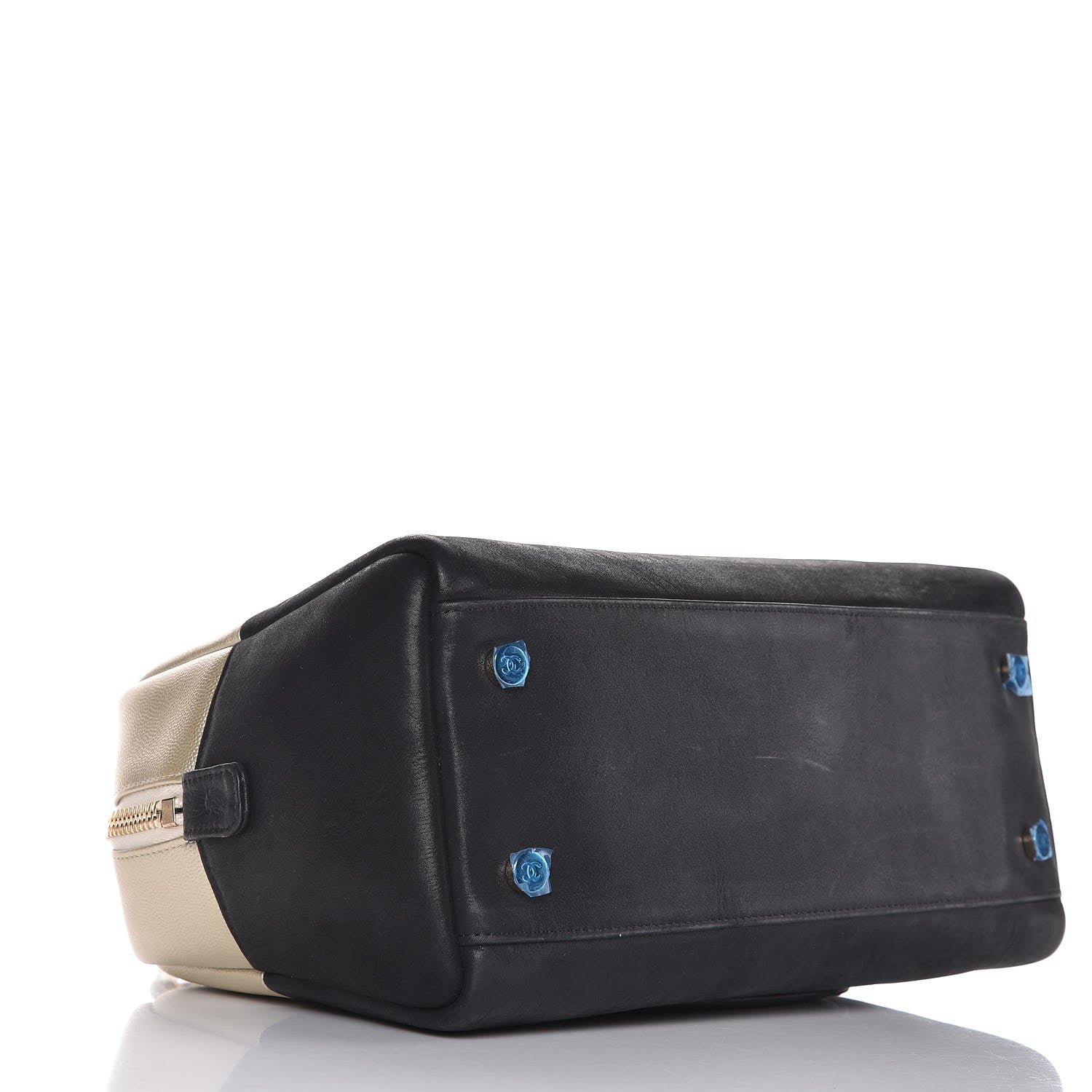 Chanel Caviar Iridescent Calfskin Duo Bowling Bag Black Light Gold 4 of 8