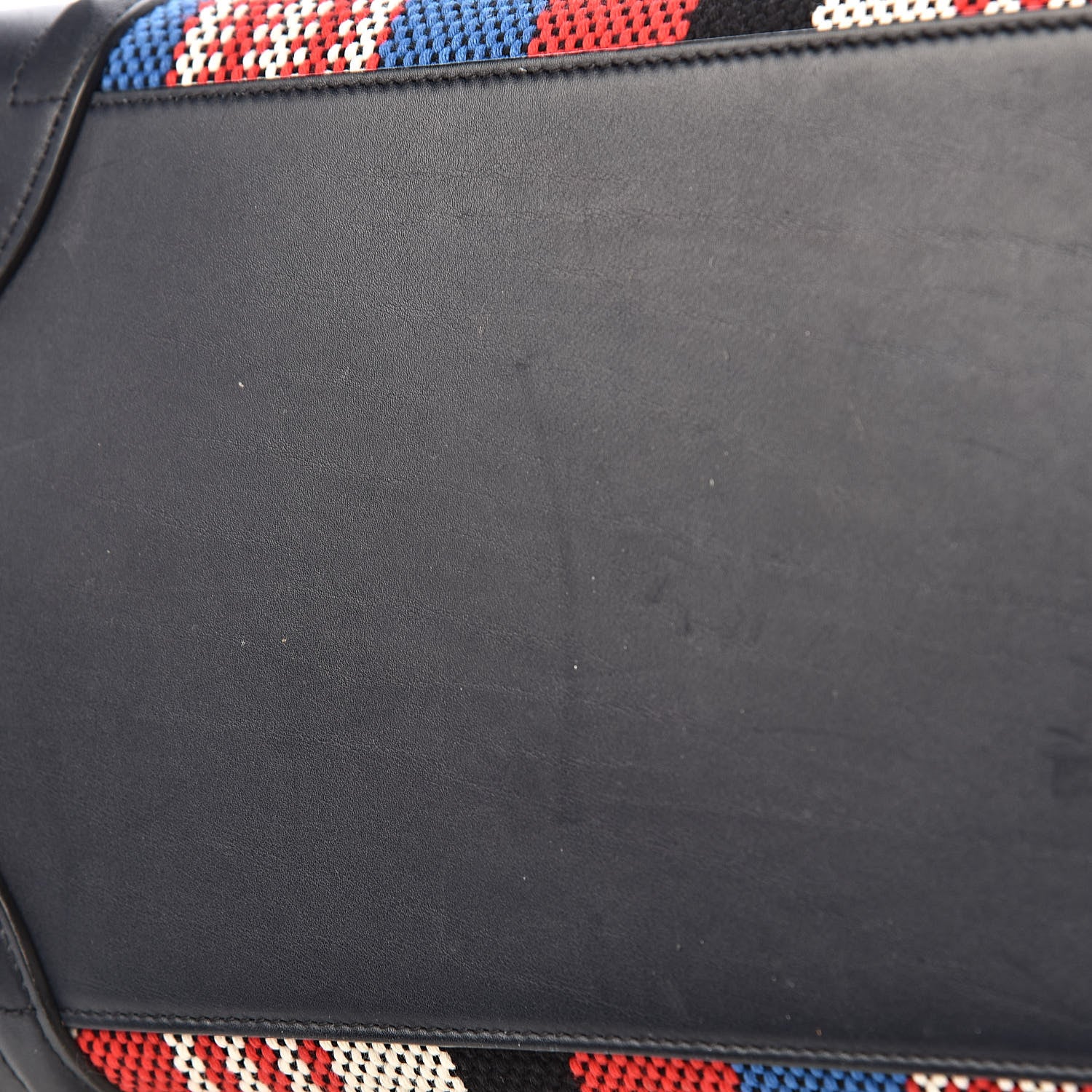 Celine Smooth Calfskin Striped Cotton Canvas Mini Luggage Navy Blue 13 of 14