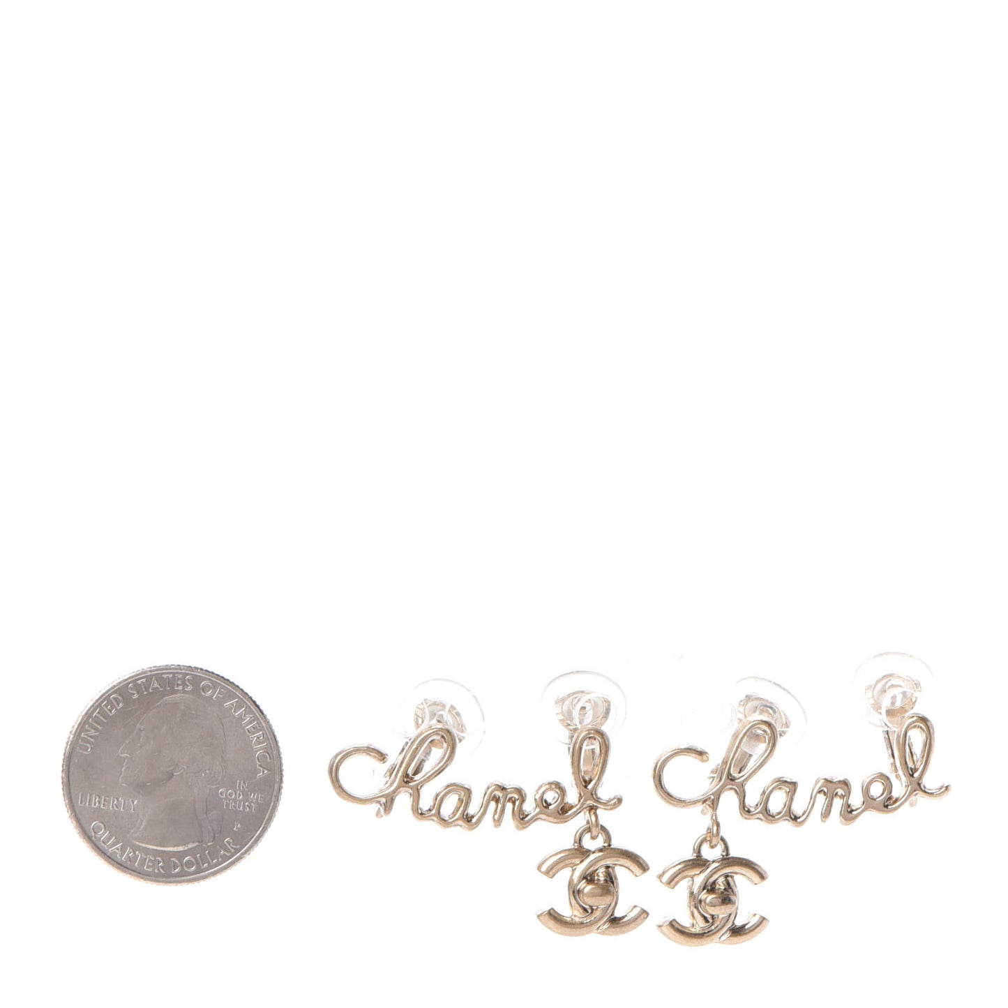 Metal Logo CC Turnlock Clip On Earrings Gold