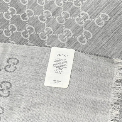 Gucci Wool Silk GG Monogram GGNat Scarf Lead 4 of 4