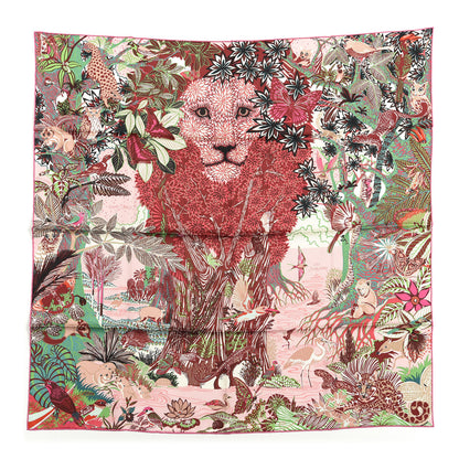 Hermes Silk Wild Singapore Scarf 90 Rose Vert Bordeaux 1 of 3