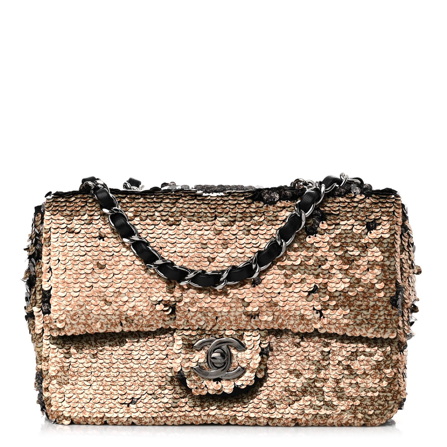 Chanel Sequin Classic Mini Flap Black Gold 1 of 10