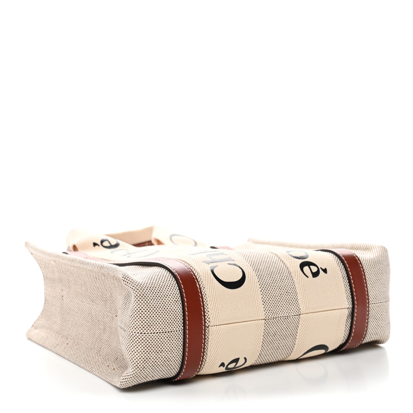 Cotton Calfskin Small Woody Ribbon Tote White Brown