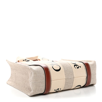 Chloe Cotton Calfskin Small Woody Ribbon Tote White Brown 4 of 10