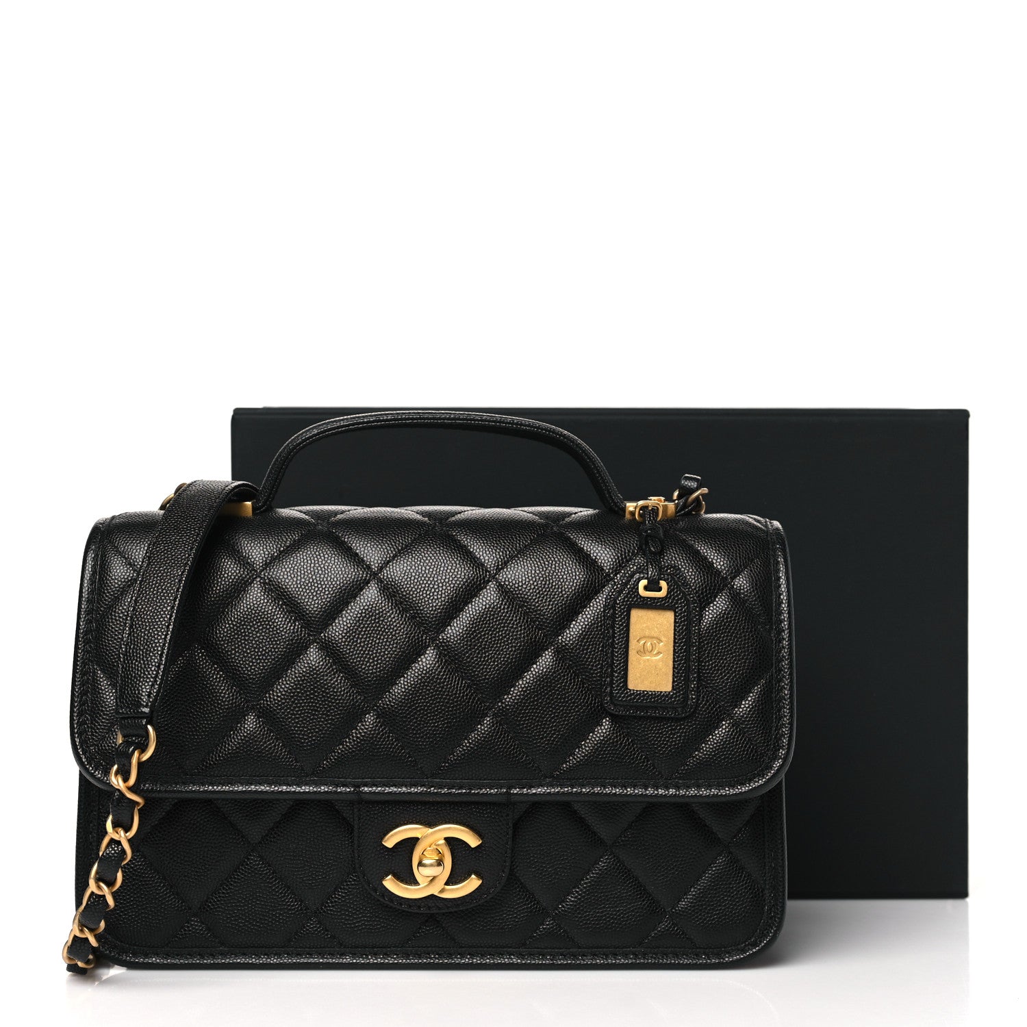 Chanel Caviar Quilted School Memory Small Top Handle Flap Black 11 of 11