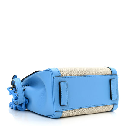 Versace Calfskin Canvas Medusa Small Top Handle Handbag Blue 4 of 9