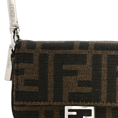 Fendi Recycled Fabric Jacquard Vitello Grace FF 1974 Nano Baguette Charm Tobacco Moro Black 7 of 10