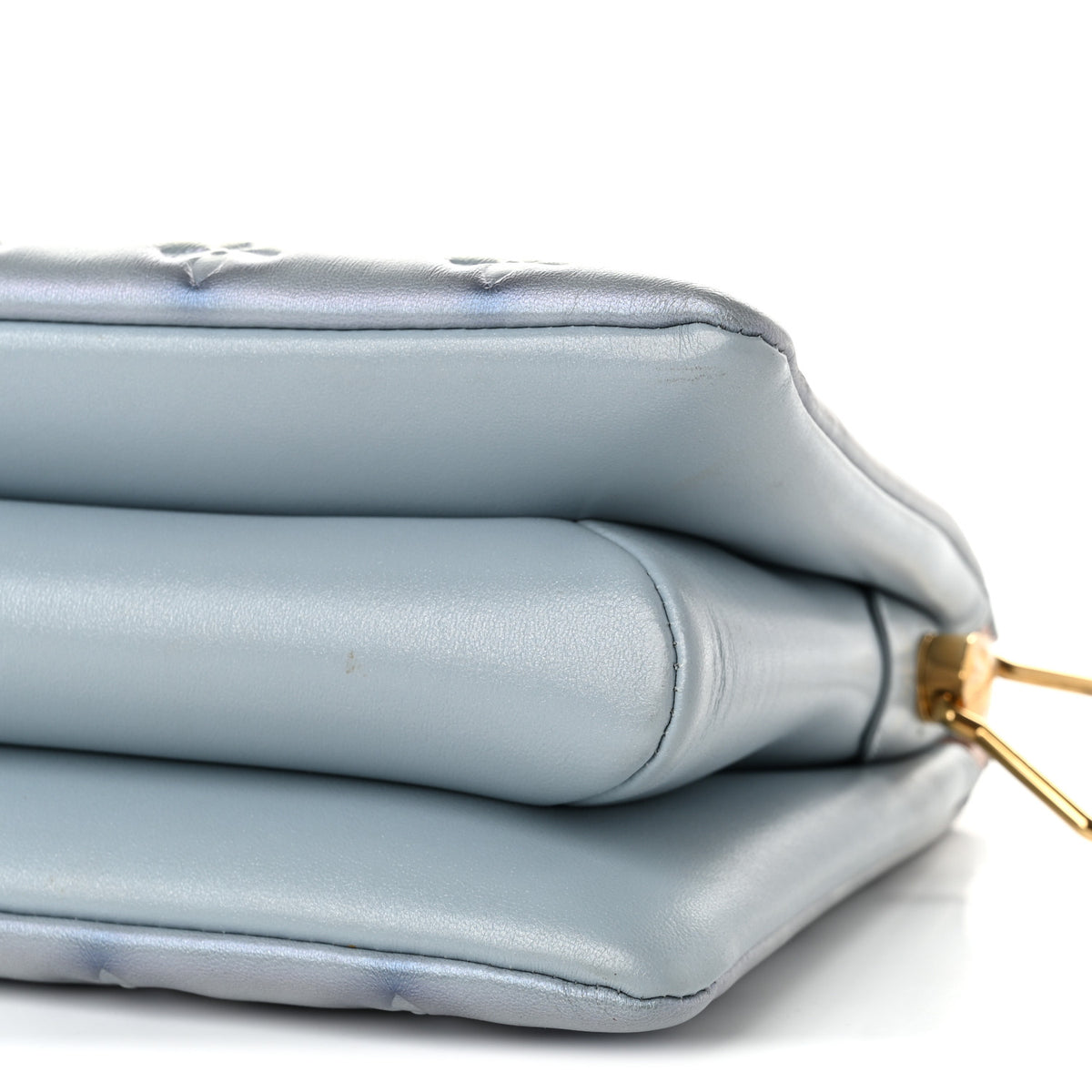 Metallic Lambskin Embossed Monogram Coussin BB Blue
