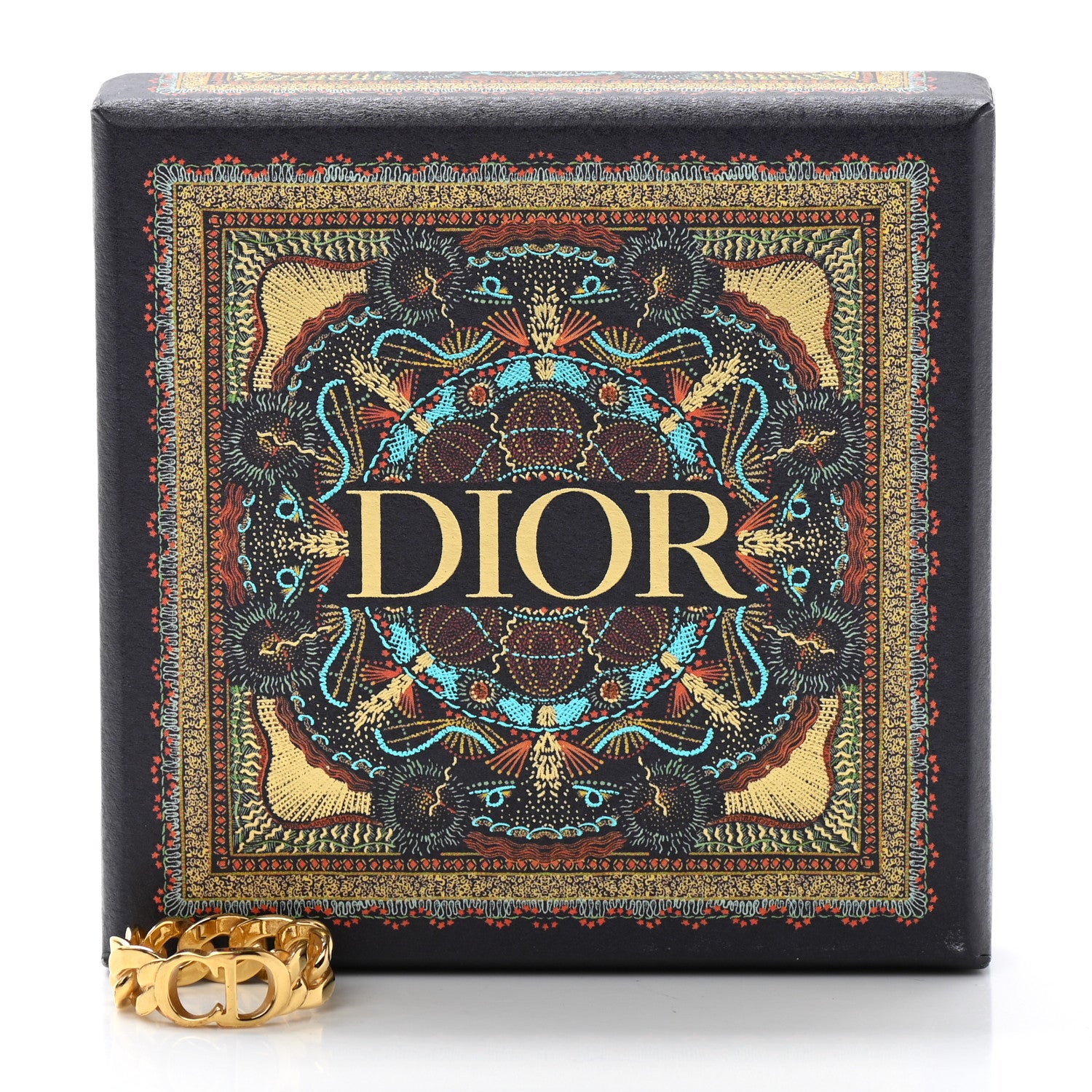 Christian Dior Metal Danseuse Etoile Chain Ring 54 7 Gold 5 of 5