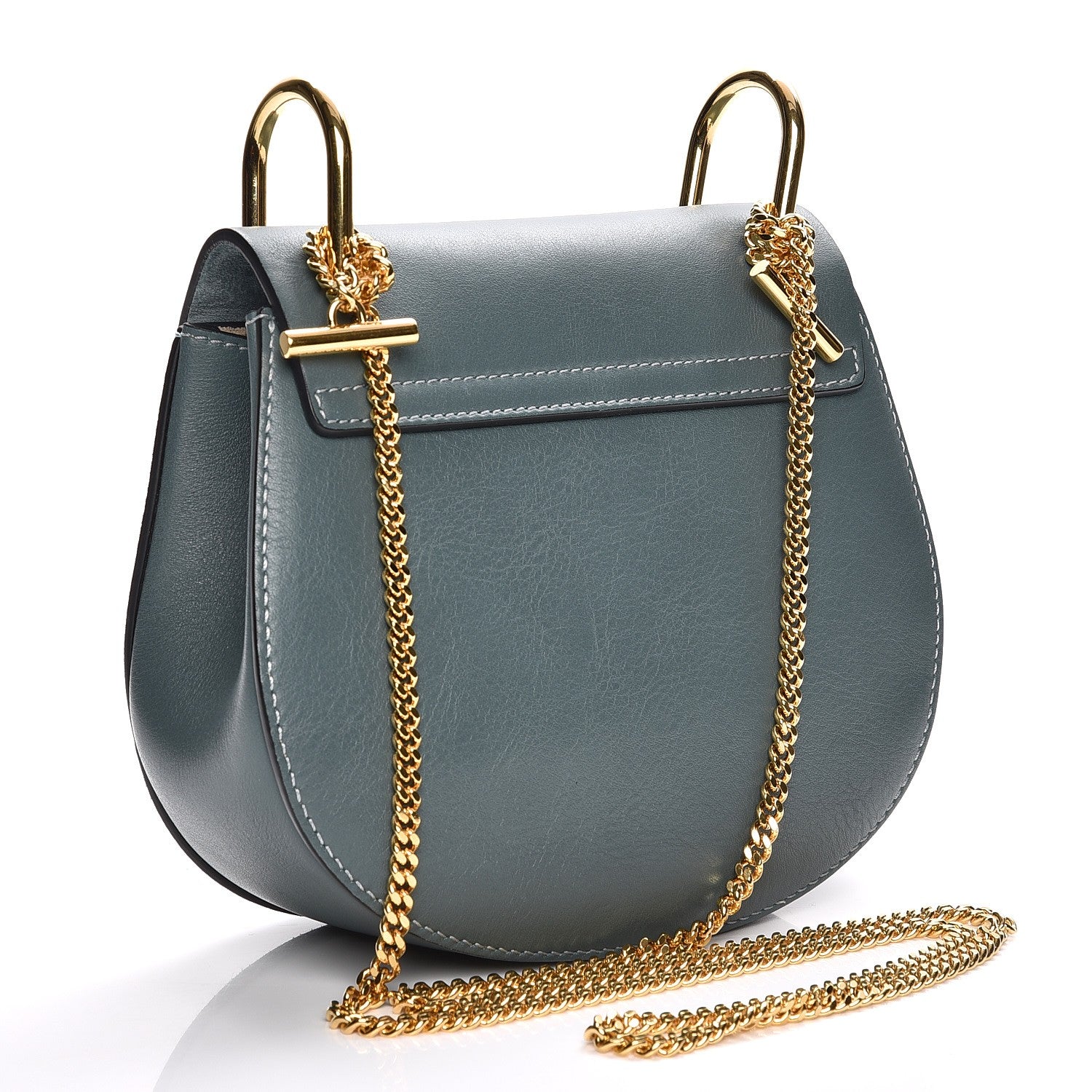 Chloe Suede Smooth Calfskin Mini Drew Shoulder Bag Cloudy Blue 3 of 6