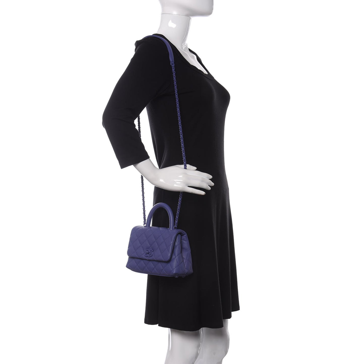 Caviar Quilted Incognito Extra Mini Coco Handle Flap Blue