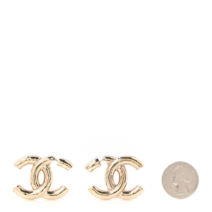 Chanel Metal Large CC Earrings Light Gold 2 of 5