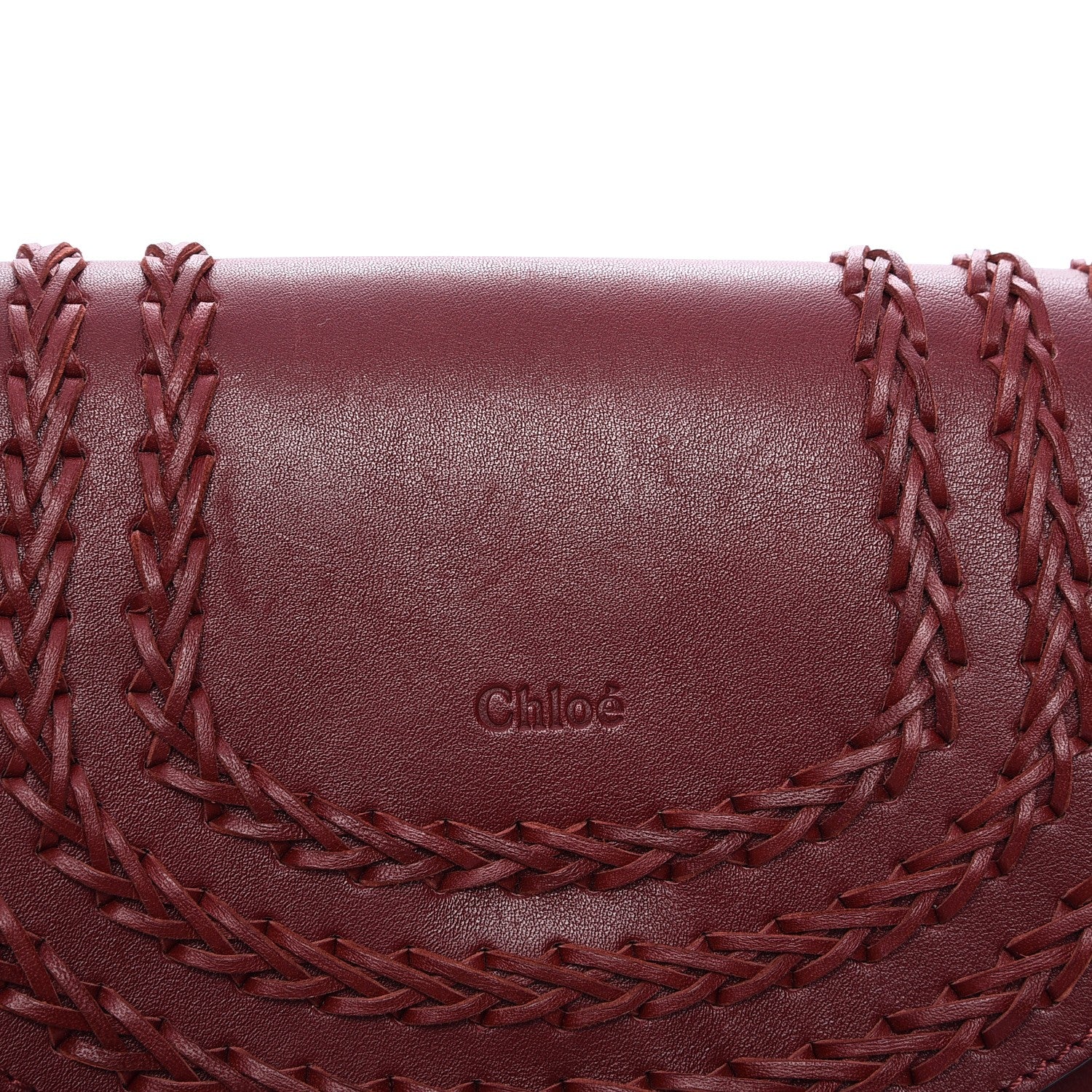 Chloe Calfskin Braided Small Hudson Shoulder Bag Sienna Red 8 of 8