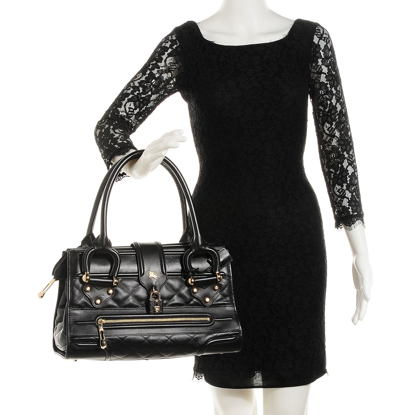 Calfskin Quilted Large Manor Tote Black