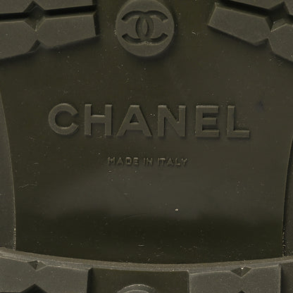 Chanel Calfskin Knit Lace Up Combat Boots 38 Green 6 of 6