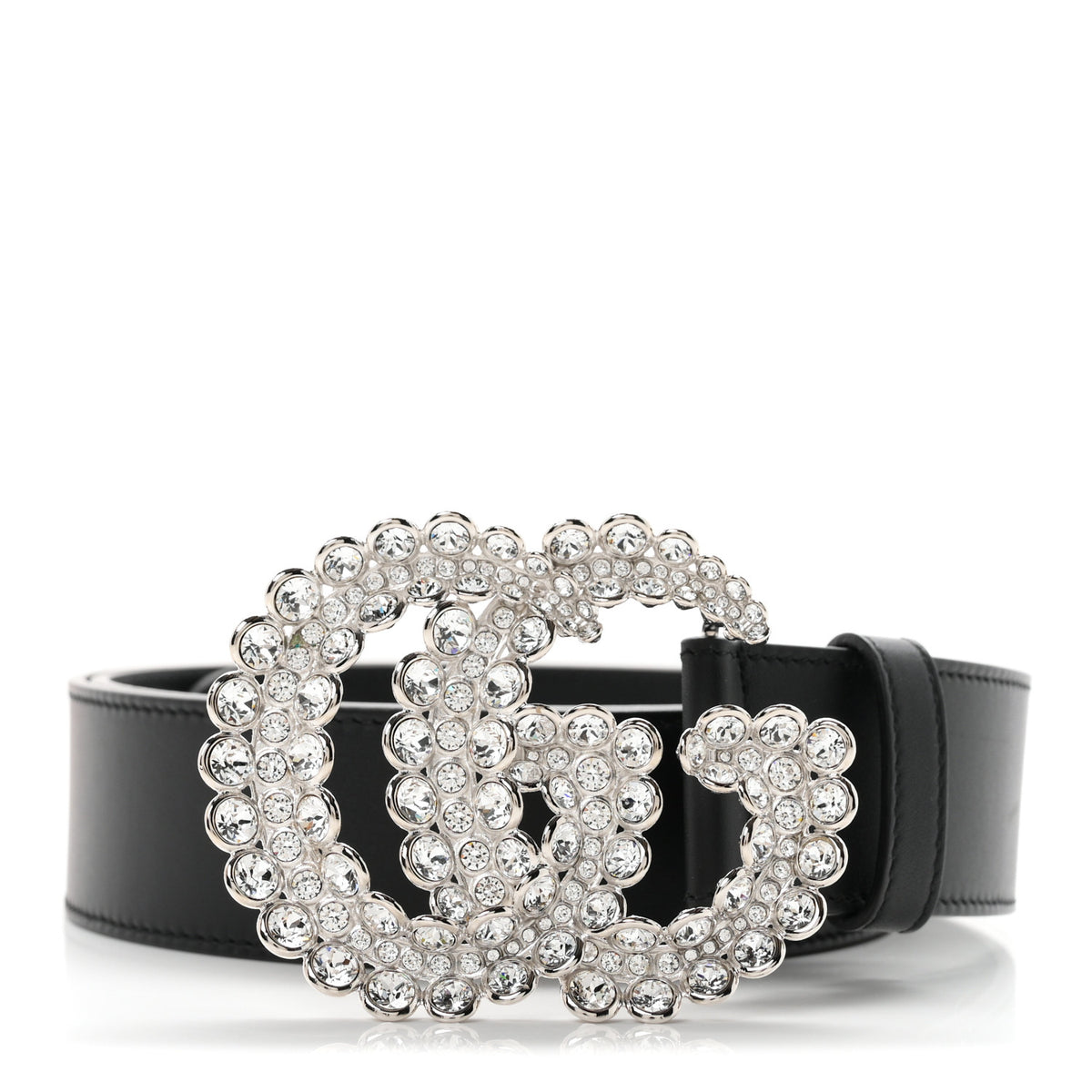 Gucci Calfskin Crystal Double G 40mm Belt 105 42 Black 1 of 6