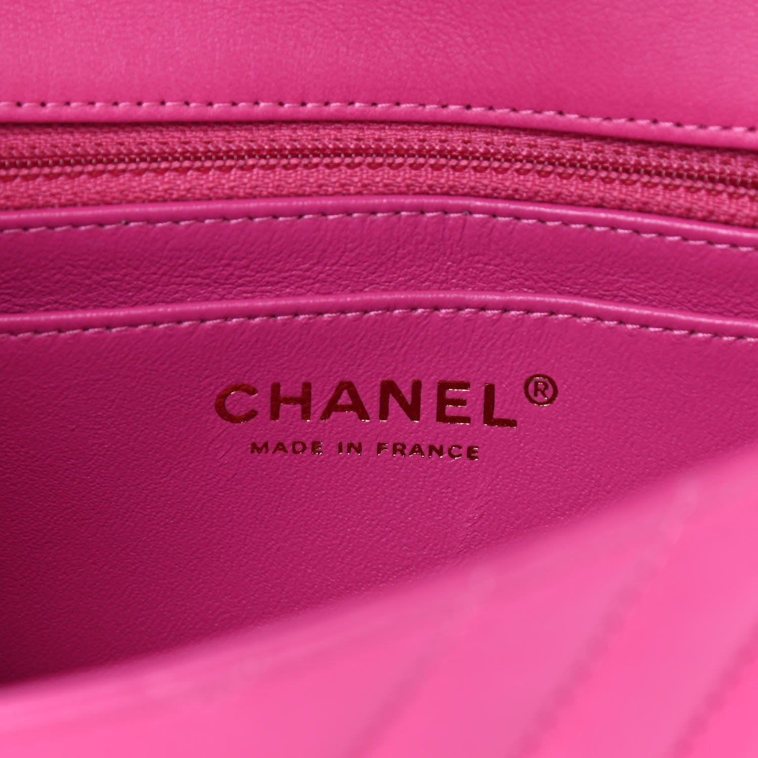 Chanel Lambskin Chevron Quilted Mini Rectangular Flap Dark Pink 5 of 9