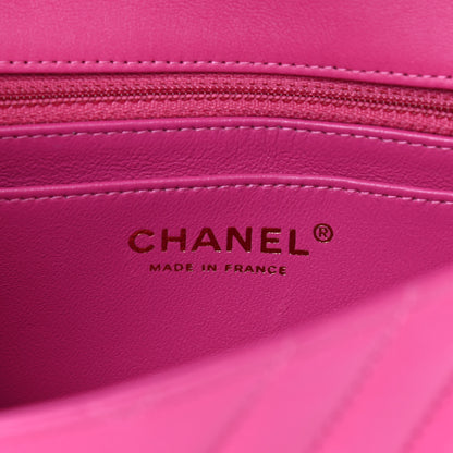 Chanel Lambskin Chevron Quilted Mini Rectangular Flap Dark Pink 5 of 9