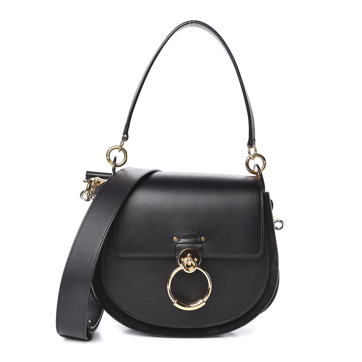 Chloe Calfskin Suede Large Tess Bag Black 1 of 9