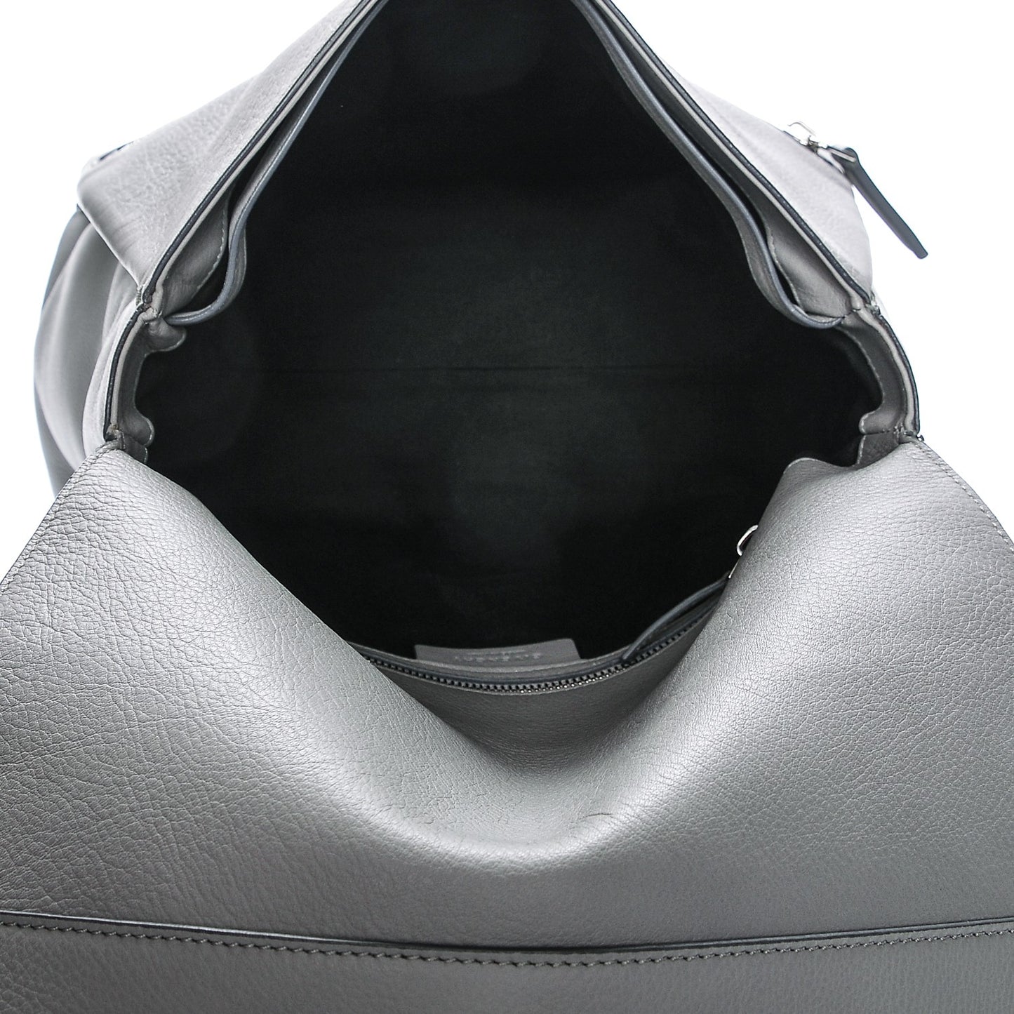 Grained Calfskin Medium Pandora Pure Flap Bag Pearl Grey