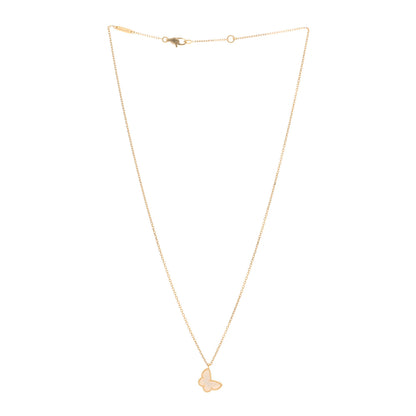 Van Cleef & Arpels 18K Yellow Gold Mother of Pearl Sweet Alhambra Butterfly Pendant Necklace 3 of 5