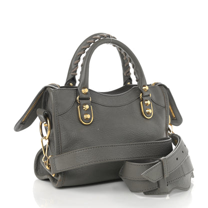 Balenciaga Chevre Gold Metallic Edge Hardware Mini City Gris Acier 3 of 12