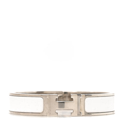 Hermes Enamel Narrow Clic Clac H Bracelet PM White 1 of 5