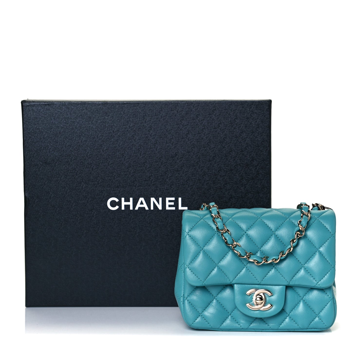 Lambskin Quilted Mini Square Flap Green