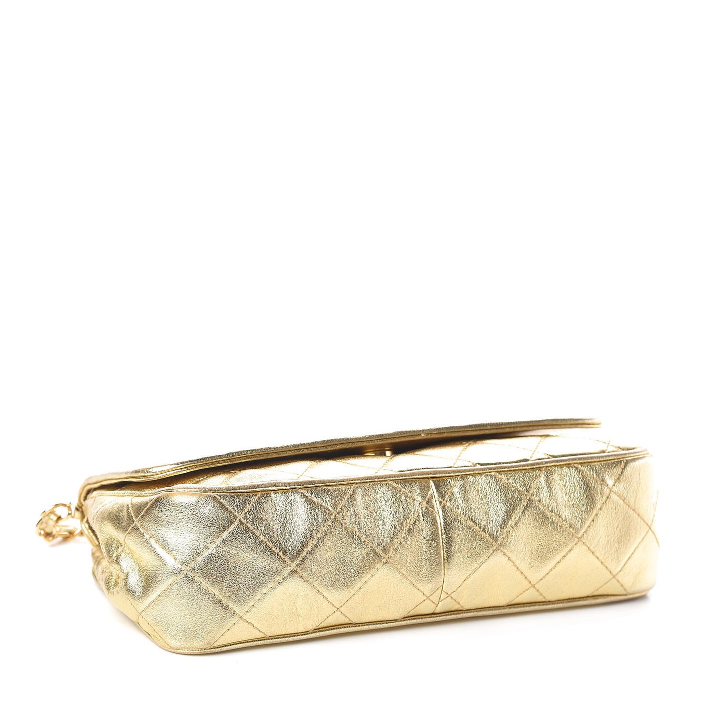 Lambskin Quilted Tassel Clutch Gold