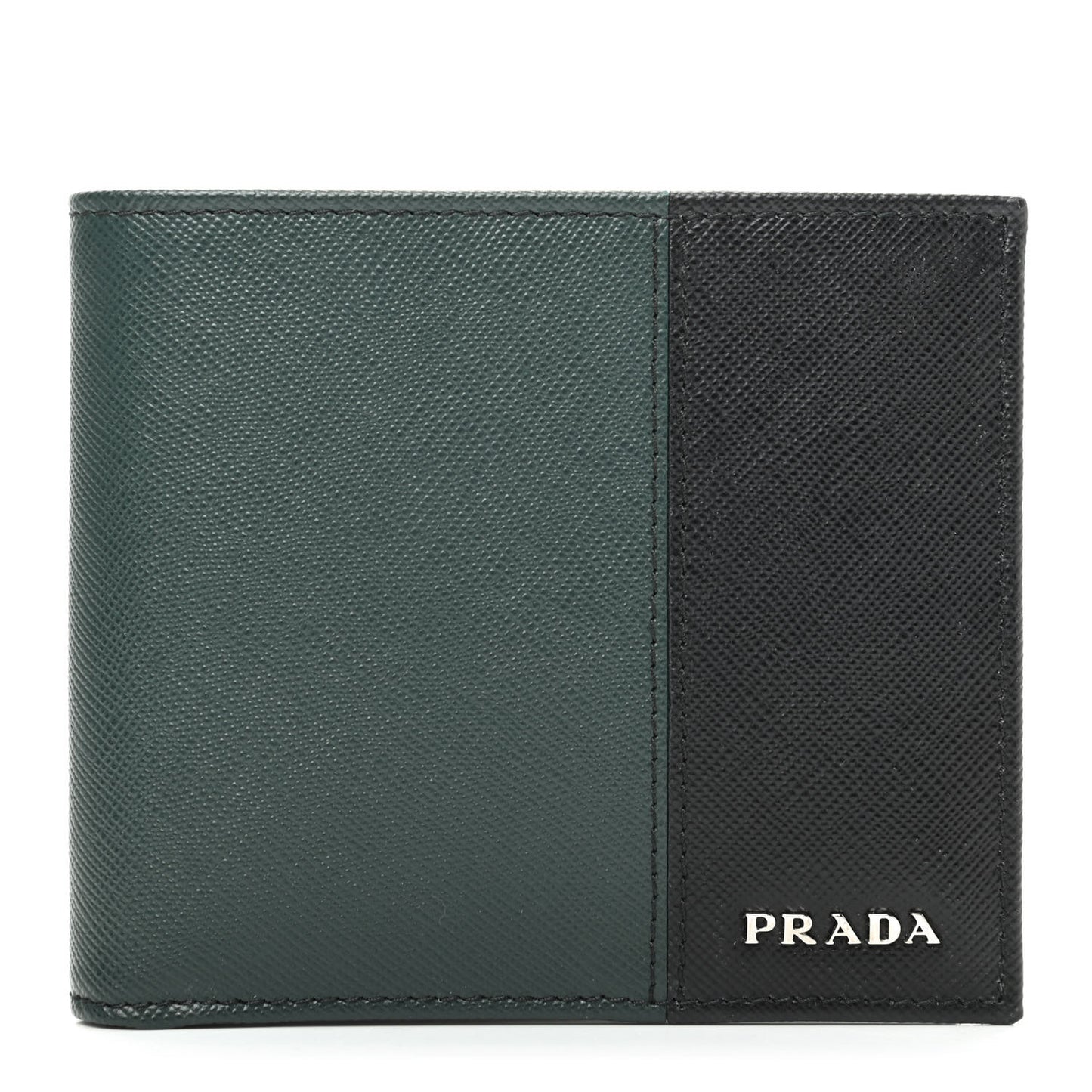 Saffiano Bi-Color Bi-Fold Wallet Smeraldo Black