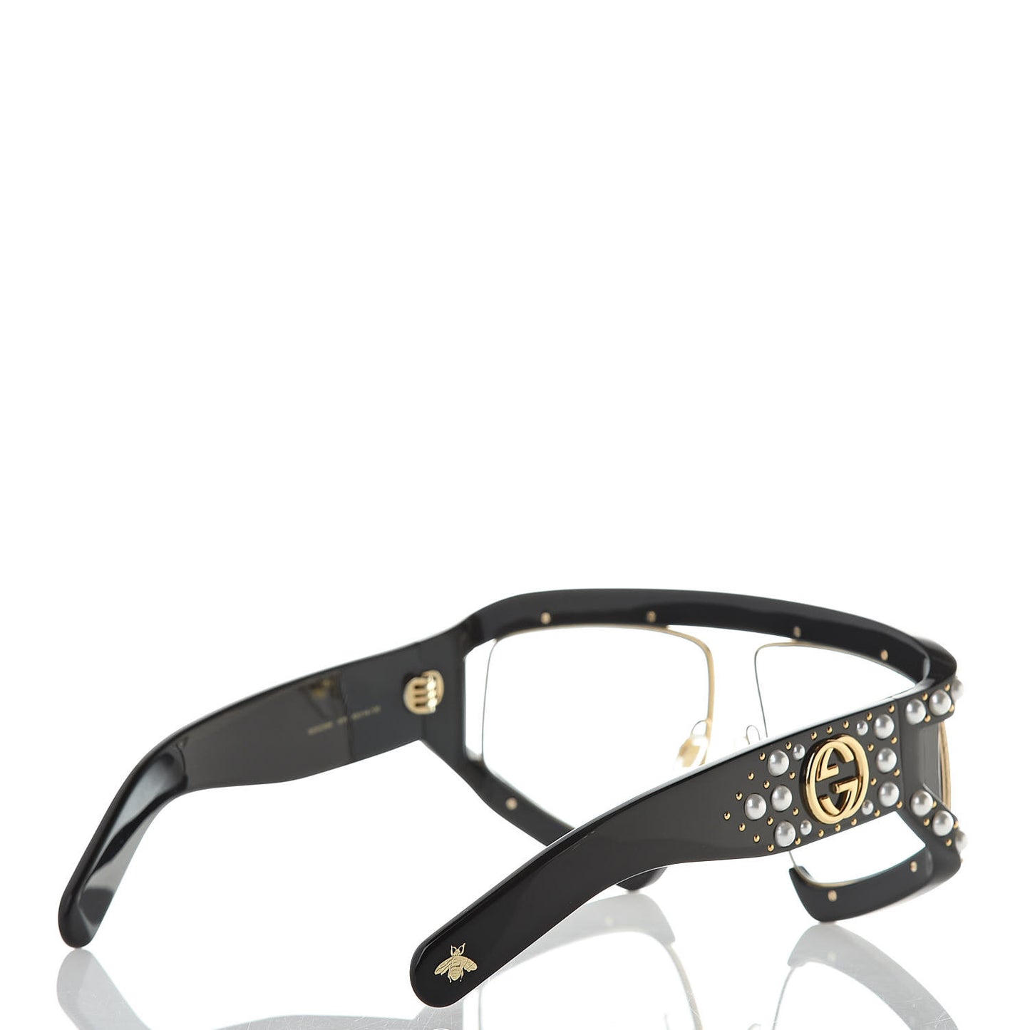 Acetate Pearl Rectangular Frame Sunglasses GG0234S Black