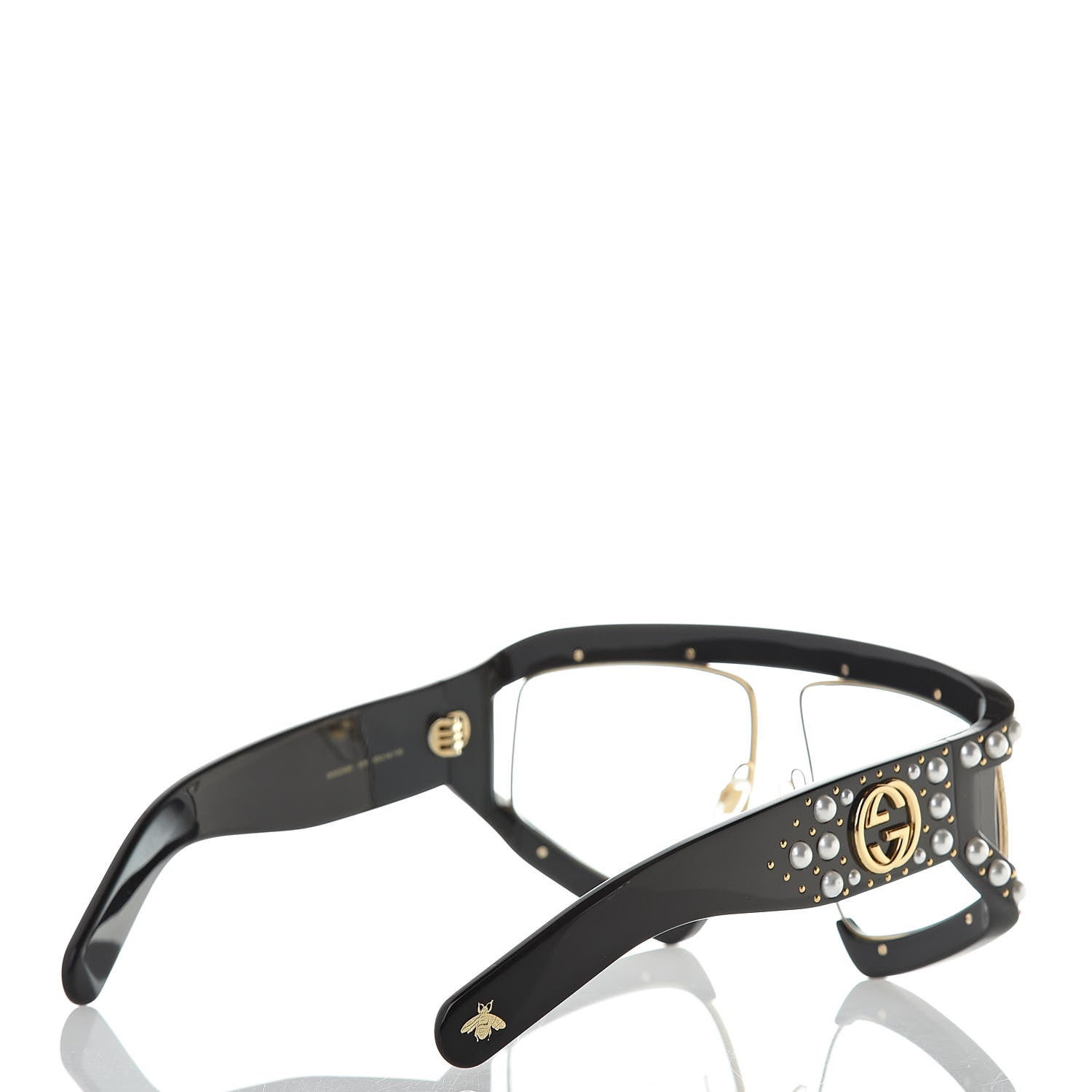 Gucci Acetate Pearl Rectangular Frame Sunglasses GG0234S Black 4 of 7