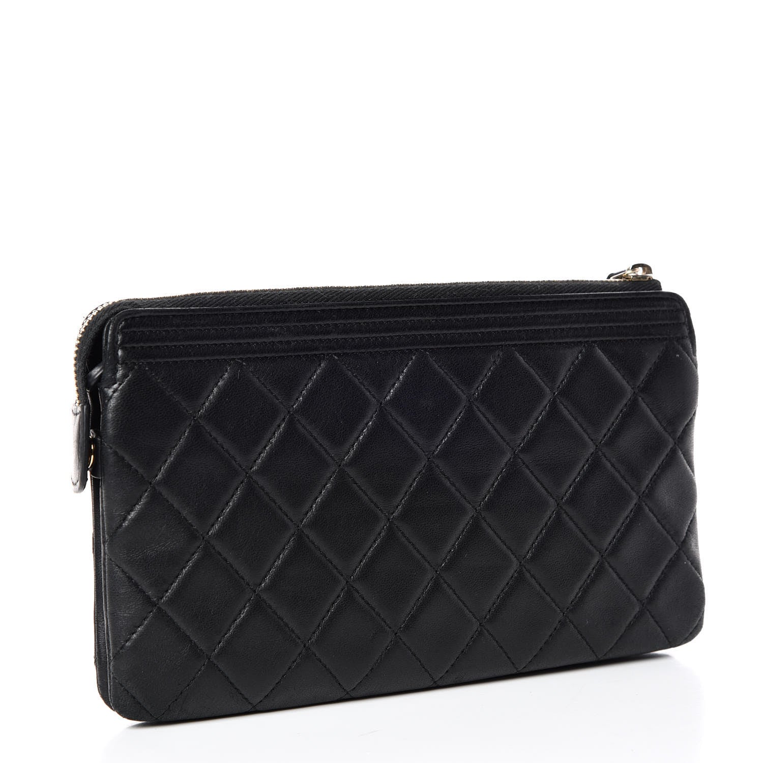 Chanel Lambskin Quilted Small Zipped Boy Pouch Black 3 of 12