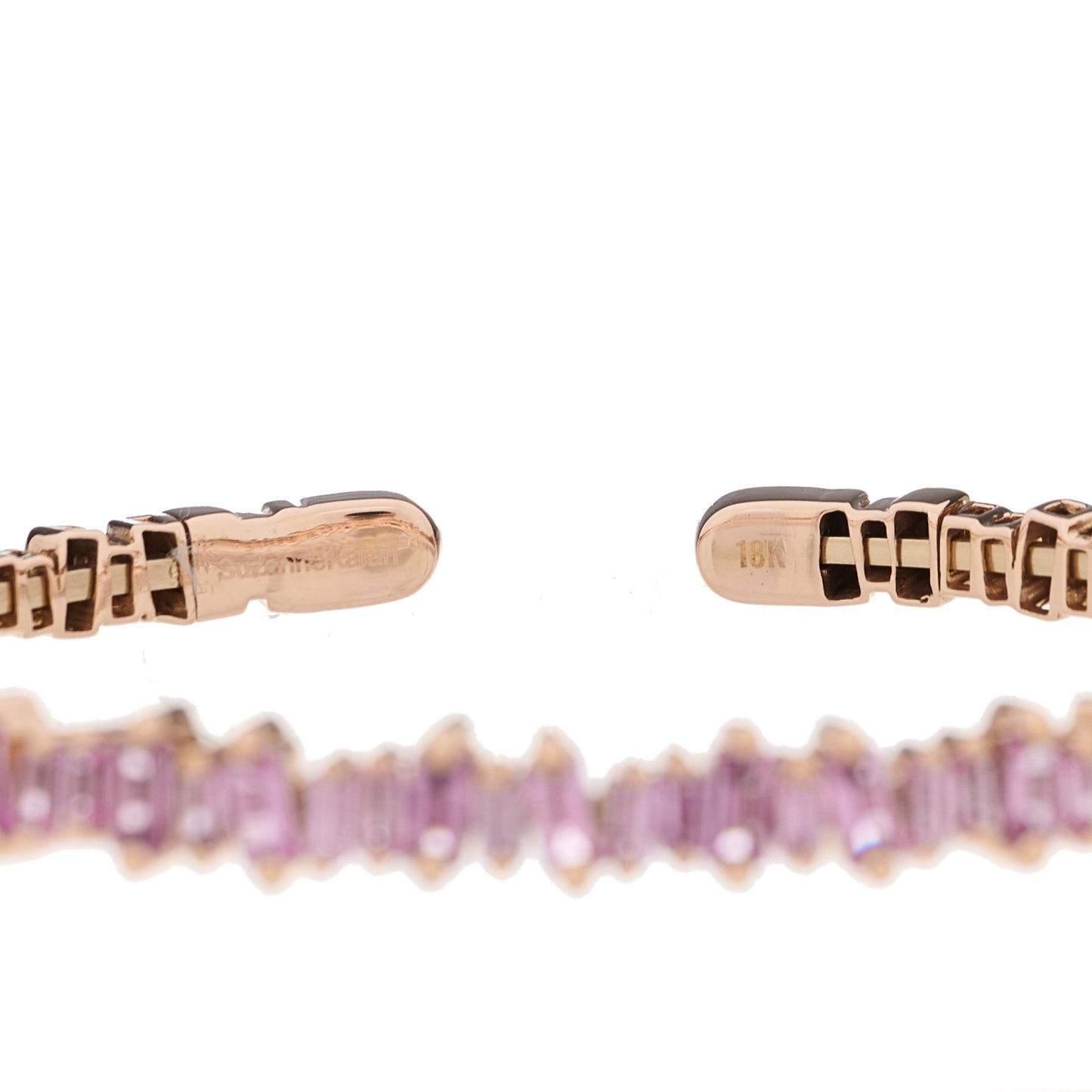 18K Rose Gold Pink Sapphire Bold Bangle Bracelet