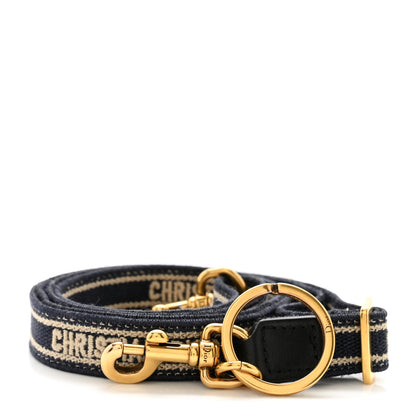 Christian Dior Canvas Embroidered Key Chain Shoulder Strap Blue White 1 of 7