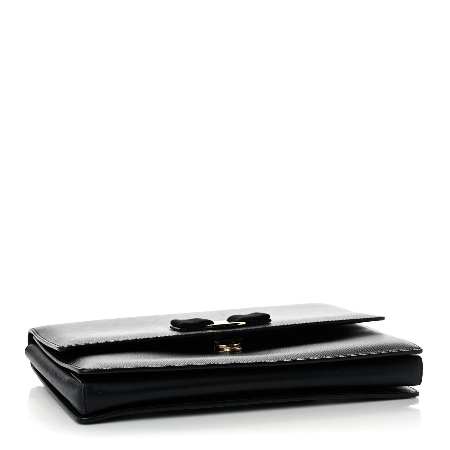 Printed Calfskin Vara Bow Chain Flap Crossbody Black