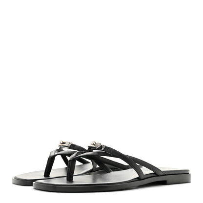 Hermes Calfskin Miss Sandals 37 Black 4 of 9