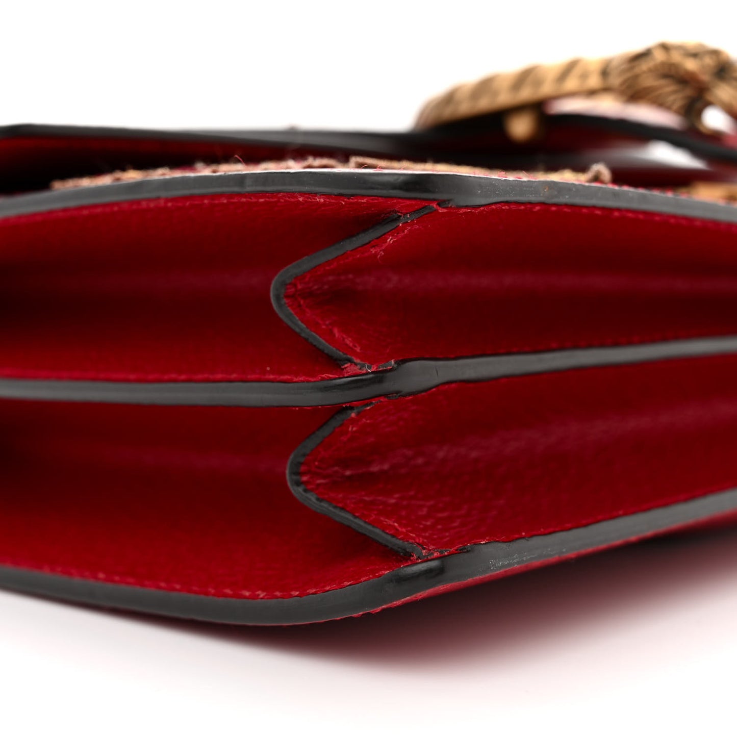 Calfskin Web Floral Embroidered Small Dionysus Shoulder Bag Hibiscus Red