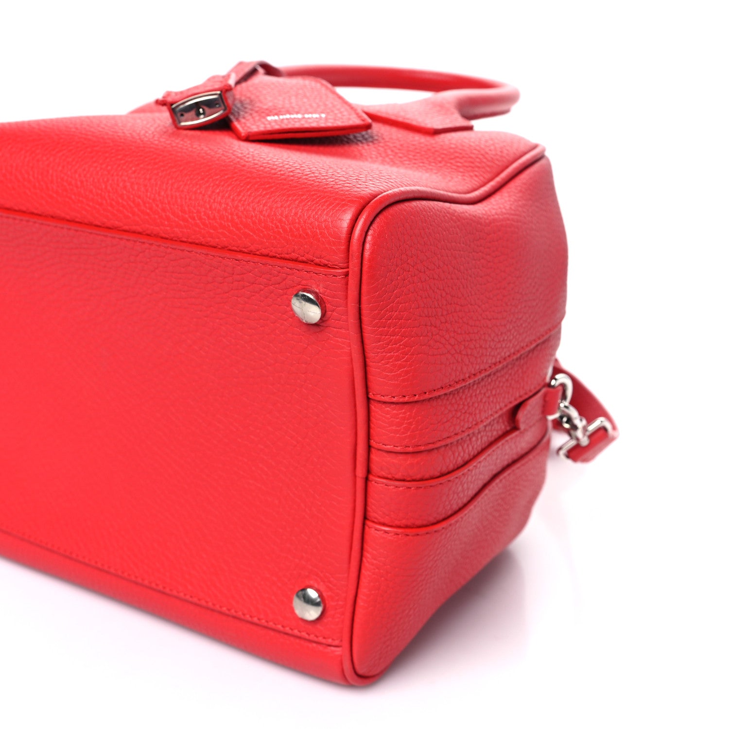Burberry Soft Grain Calfskin Small Cube Bowling Bag Bright Red 9 of 10