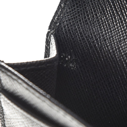 Prada Saffiano Metal Bi-Fold Card Holder Wallet Black 7 of 8