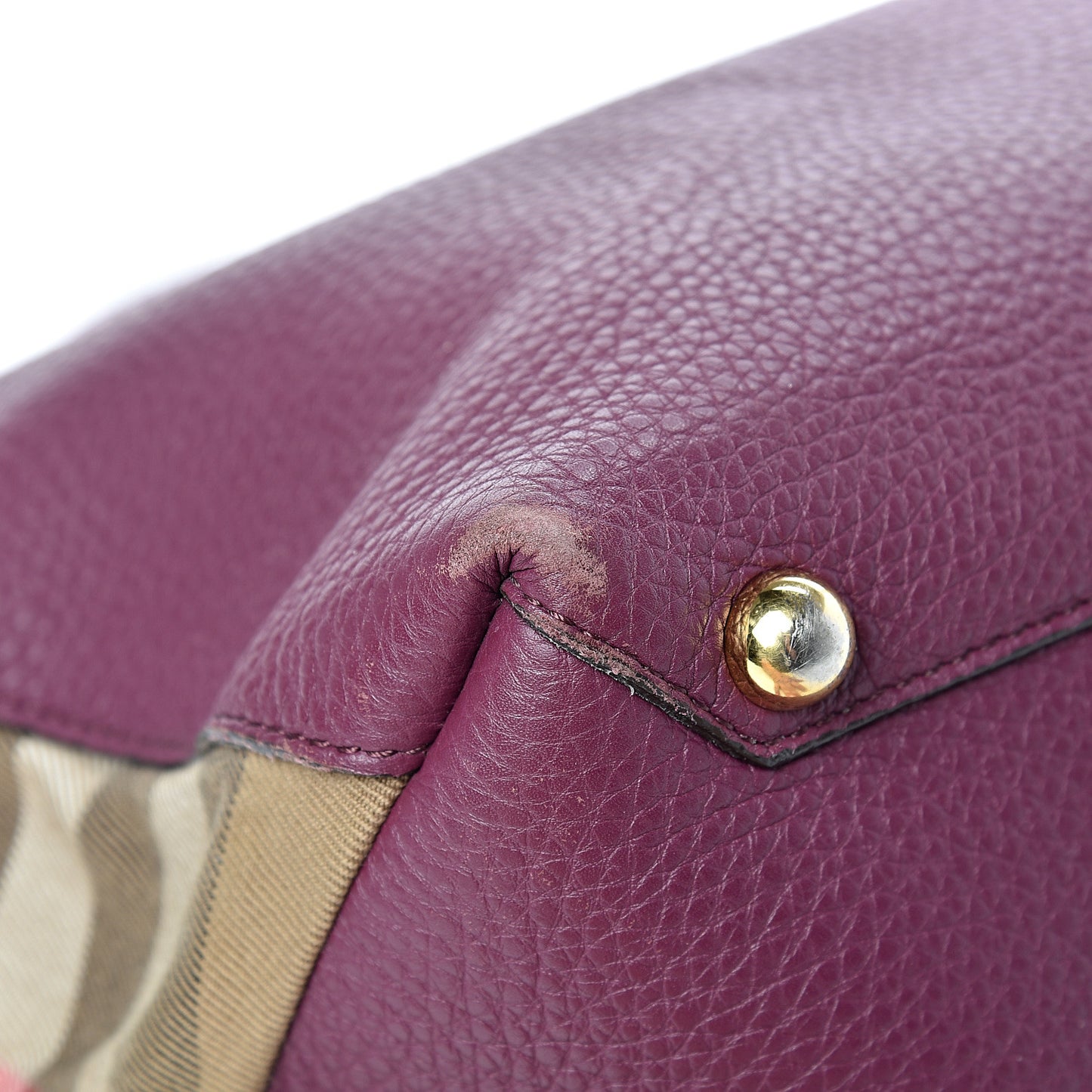 Derby Calfskin House Check Medium Banner Tote Dark Plum